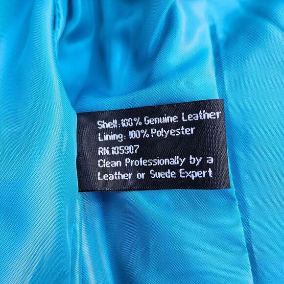 USA Teal Blue Leather Jacket - Picture 10 of 12